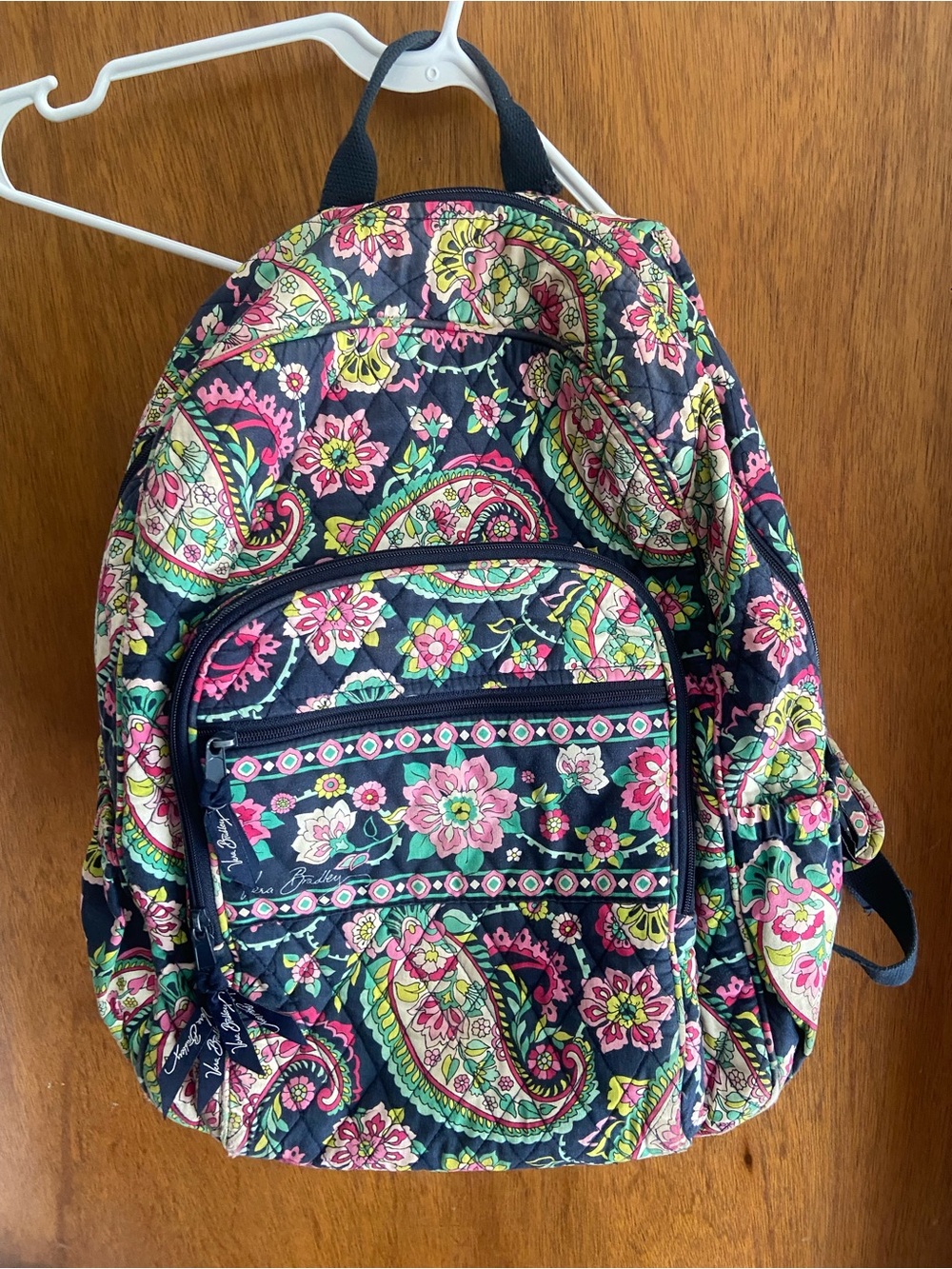 Vera Bradley Navy Floral Paisley Quilted Backpack